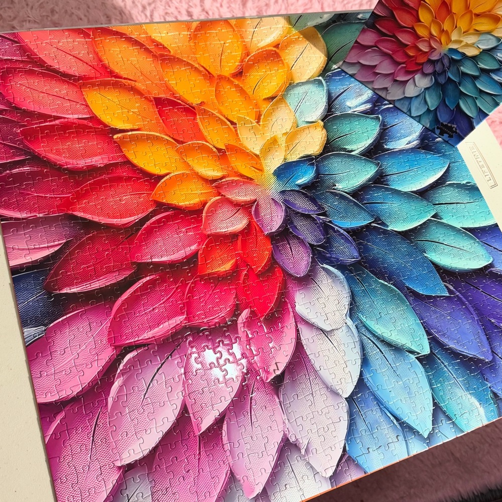 ❤️🩷🧡💛💚🩵💙💜 Colorful Flower Puzzle 1000 pieces - used once